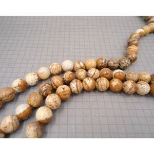 Picture Jasper  Smooth Round 8mm Bead Strand Jewelry Making Supplies Stone